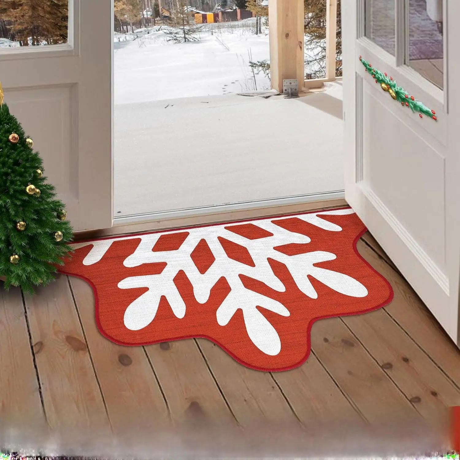 Weihnachten dekorative Fußmatte Schnee Willkommen Matte Innen Bodenmatte Weihnachten Urlaub Weihnachtsbaum Fußmatte für Eingang Eingang Küche – Detail 2