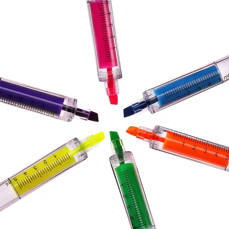 12Pcs Liquid Novelty Syringe Highlighter Stationery Cute Syringe highlighter Office Supplies Child Gift 3