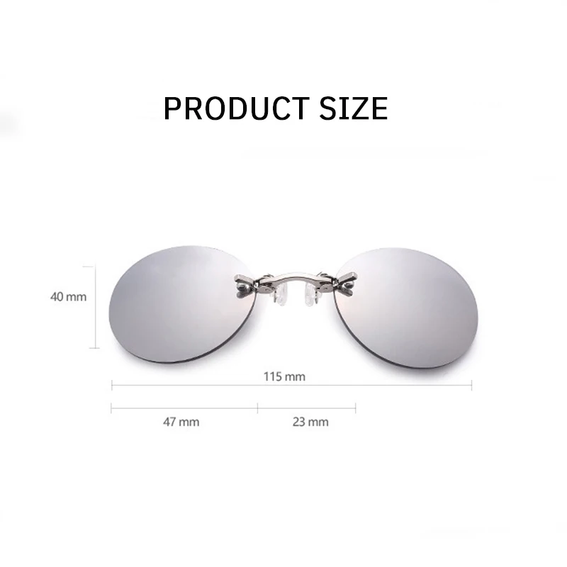 Personalized Comfortable Portable Frameless Pince Nose Retro Round Clip Sunglasses HD Ultra Light Glasses 1PC retro round sunglasses vintage sunglasses