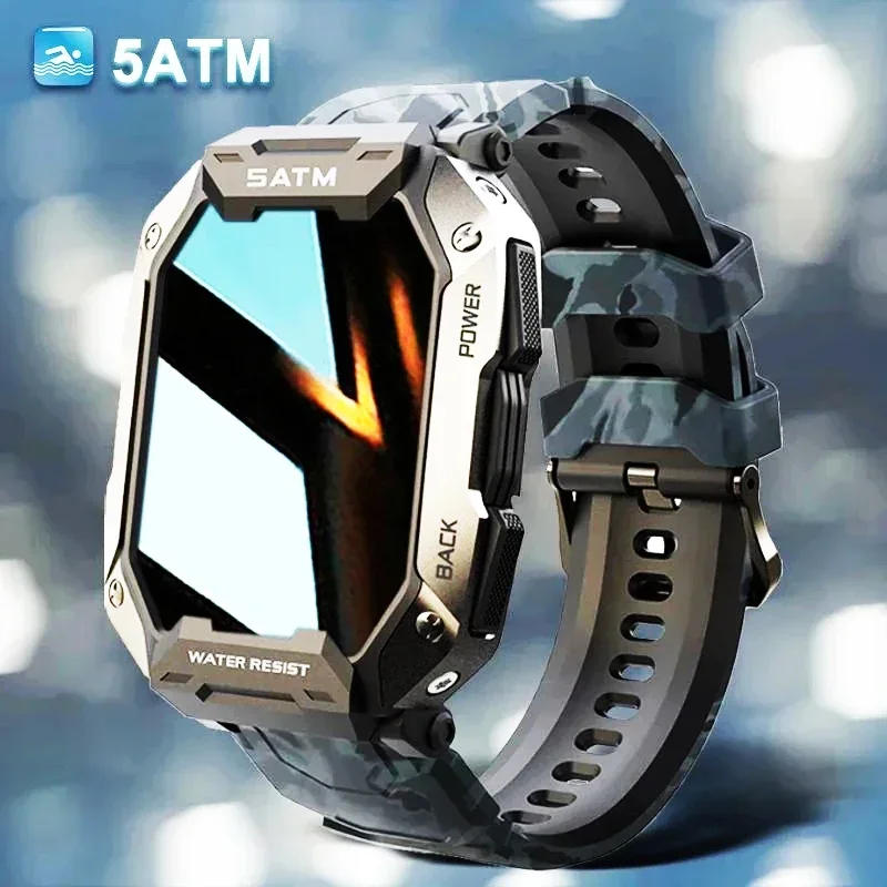 

2024 5ATM Waterproof Full Touch Smartwatch Blood Pressure Oxygen Fitness Watch 5 Atm Waterproof Smart Watch Men Military