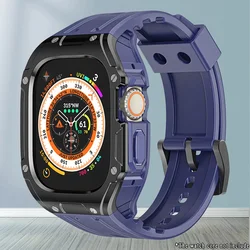 Premium TPU Sport Strap and Protective Case Set for Apple Watch Ultra 49mm (Blue black)