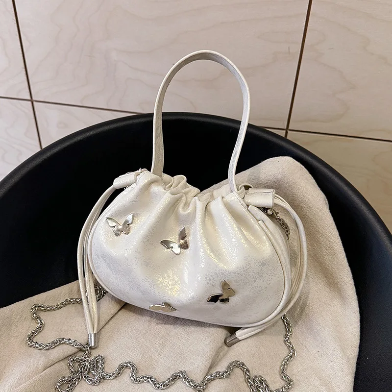 Exquisite Beautiful Women's Crossbody Bag Bundle Mouth High Quality Fashion Bucket Bag Butterfly Chain Shoulder Bag Super Cute