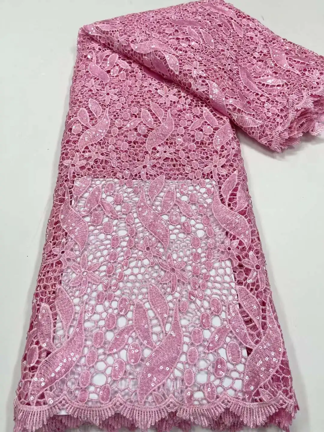 2022 Hot Sale Pink Nigerian Lace Fabric 2022 High Quality GuIpure