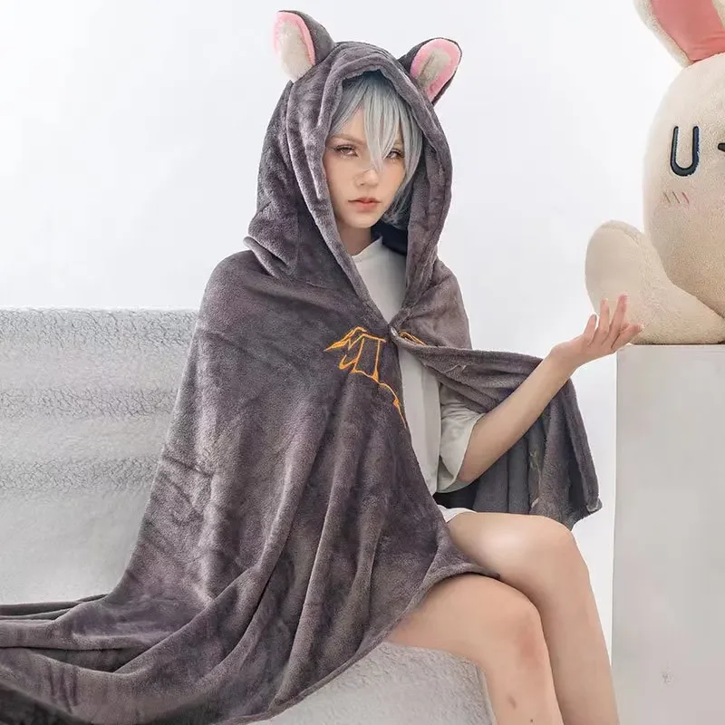 Genshin Anime Blanket Hoodie Cloak Zhongli Pajamas Blanket Wearable Cloak Cape Xiao Cosplay Flannel Shawl Blanket Comfy Homewear 5
