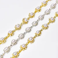 1 ياردة موضة الزفاف اللؤلؤ شرابة الزخارف كريستال حجر الراين سلسة ورد الشريط لتقوم بها بنفسك فستان الزفاف أغطية الرأس حقائب أحذية الديكور 3