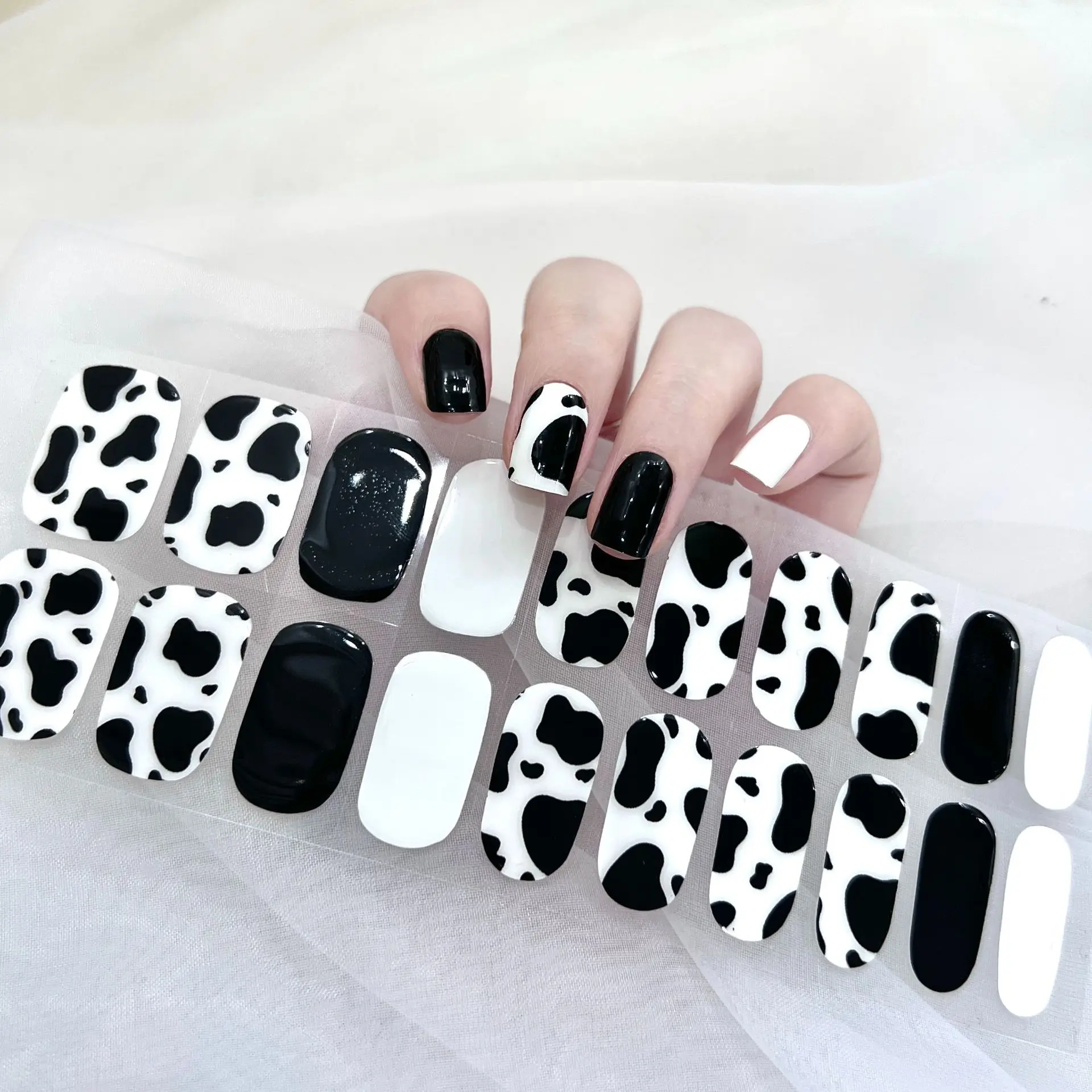 20Tips Easy DIY Peel Off Semi-Cured Gel Nail Stickers No Lamp Needed Long Lasting Shiny Finish Universal Fit for All Nail Sizes