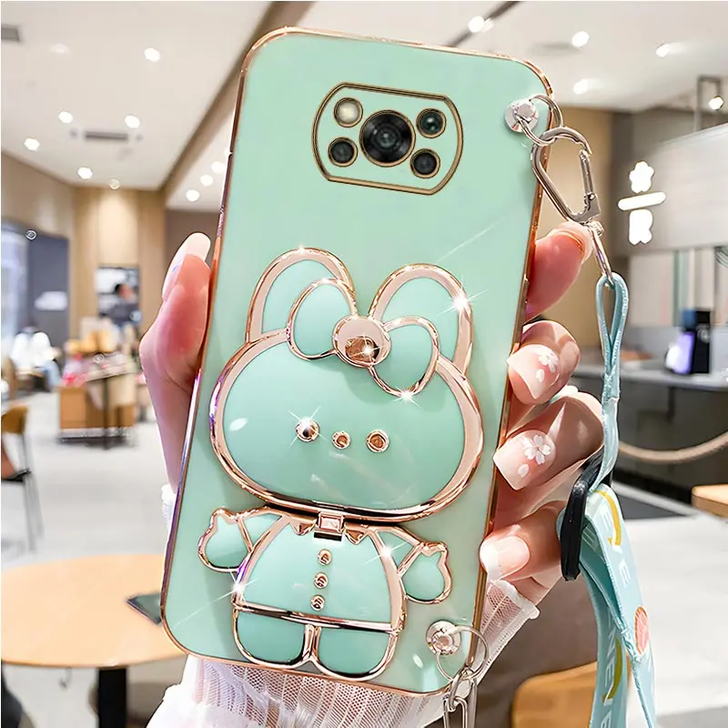 Mirror Crossbody Lanyard Phone Holder Case with Stand and Strap Cover