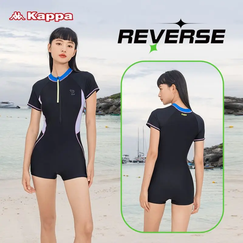 Kapaa Women One Piece Professional Short Sleeve Competitive Outdoor Beach SwimSuit UV Protection Bathing Push Up SwimWear