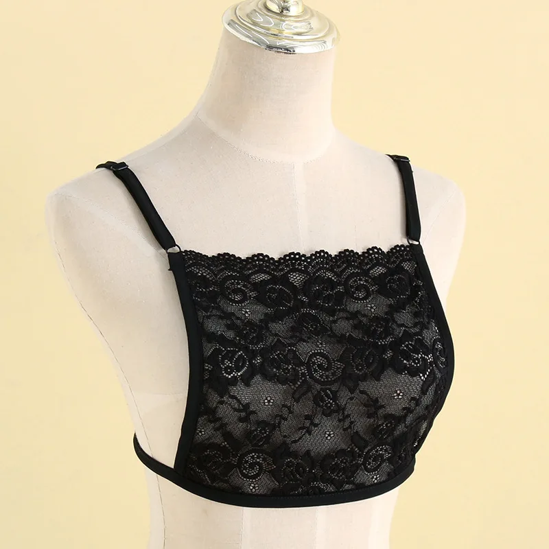 Women Lingerie Bra Lace Camisole Tops Sexy Lace Anti-slip Underwear Camisole Bras Wrapped Chest Overlay Panel Women Invisible Low Cut Clothing Prevent Light Leakage