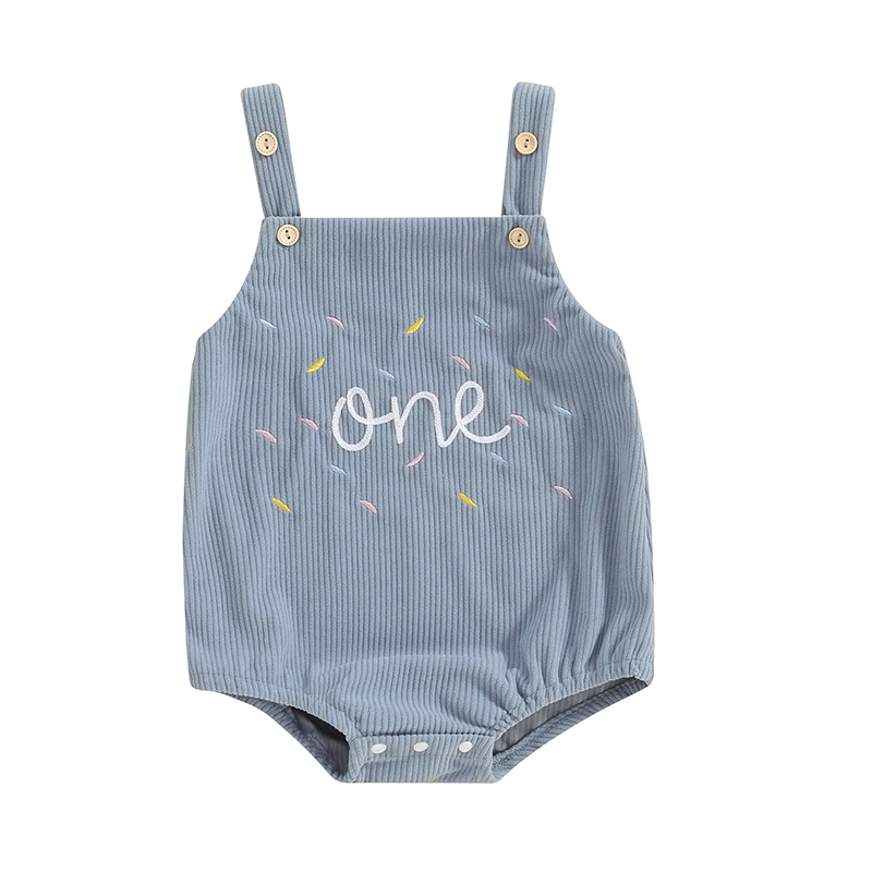 Baby Boy 1st Birthday Outfit One Suspender Romper Bodysuit Corduroy Overalls 1 Year Old Clothes 3