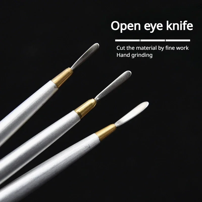 3 Pieces/set Ultra Light Clay Double Head Open Eye Knife Stainless Steel Copper Head Spatula Handmade DIY Clay Sculpture Tools