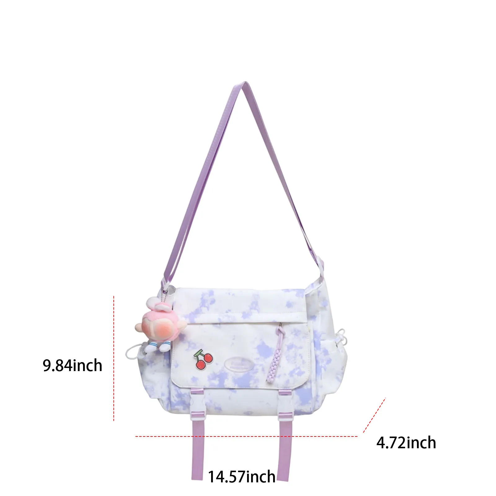Women Nylon Crossbody Bag W/Pendant Tote Bag Laptop Bag Large Capacity for Travel Shopping Daily Use