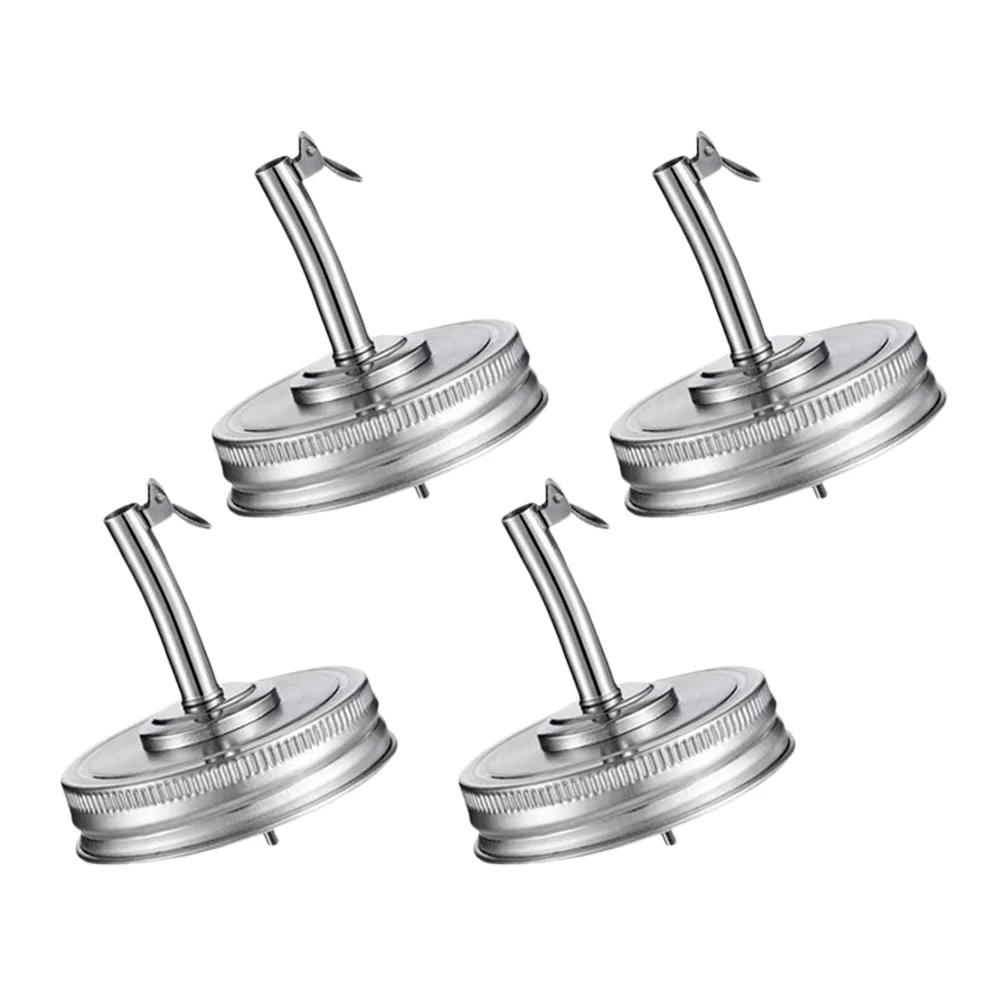 

4pcs Jar Oil Spout Lids Stainless Steel Oil Spout Replacement Lids Compatible with Mason Jars