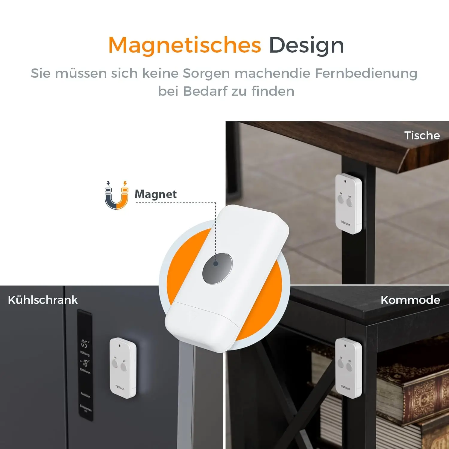 TESSAN Draadloos stopcontact met afstandsbediening, stopcontact... : Draadloze Stopcontacten Met Afstandsbediening Programmeerbaar Afstandsbedieningsstopcontact - 5 Stopcontacten