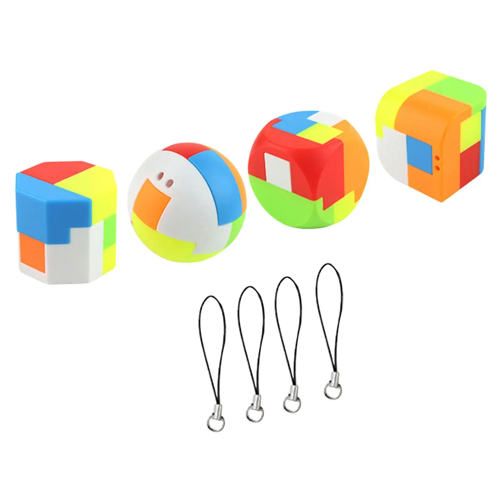 

4x Brain Teaser Puzzle Mind Game Puzzle with Lanyard 3D Unlock Interlock Puzzle for Birthday Gifts Preschool Children Adult