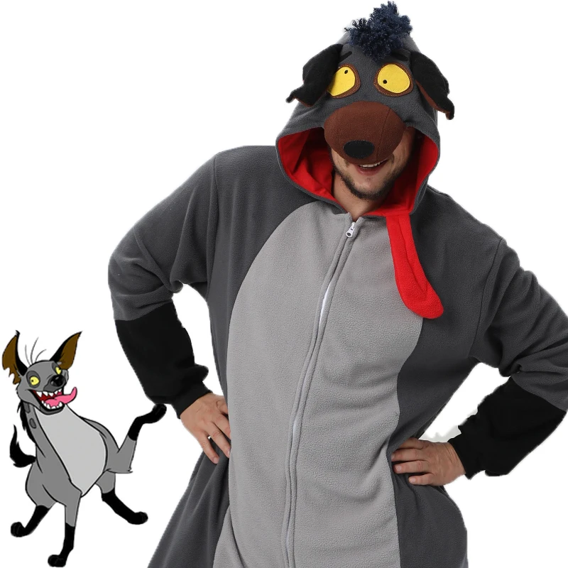 Hyena animal cosplay game costume kigurumi men one piece pajamas donkey halloween christmas party hooded cartoon pajamas