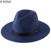 Fashion Vintage Panama Hats For Women men Summer Breathable Cooling Straw Sun Hats Jazz Trilby Cap 5