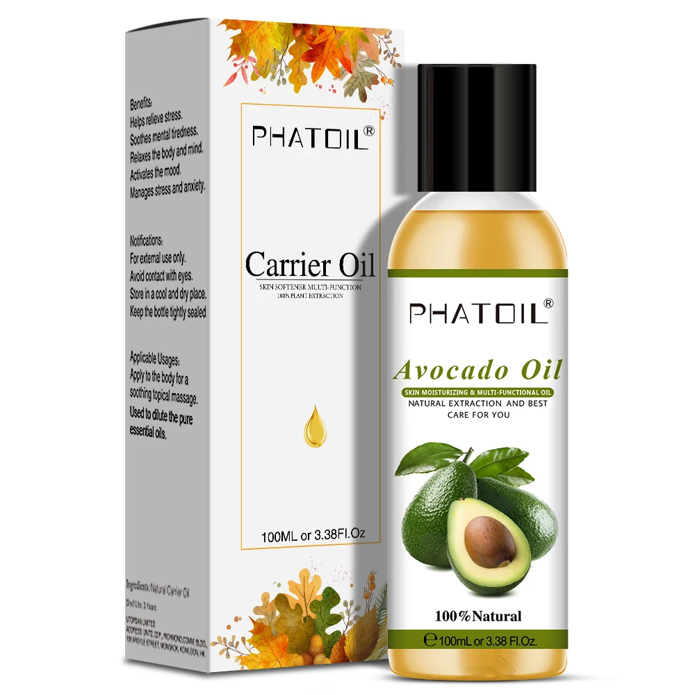thumbnail image 1 of Aceites portadores PHATOIL 100 ml Puros naturales para aceites esenciales Piel Rostro Cabello Masaje Semilla de uva Jojoba Oliva Semilla de rosa mosqueta Aceite de aguacate, 1 of 5