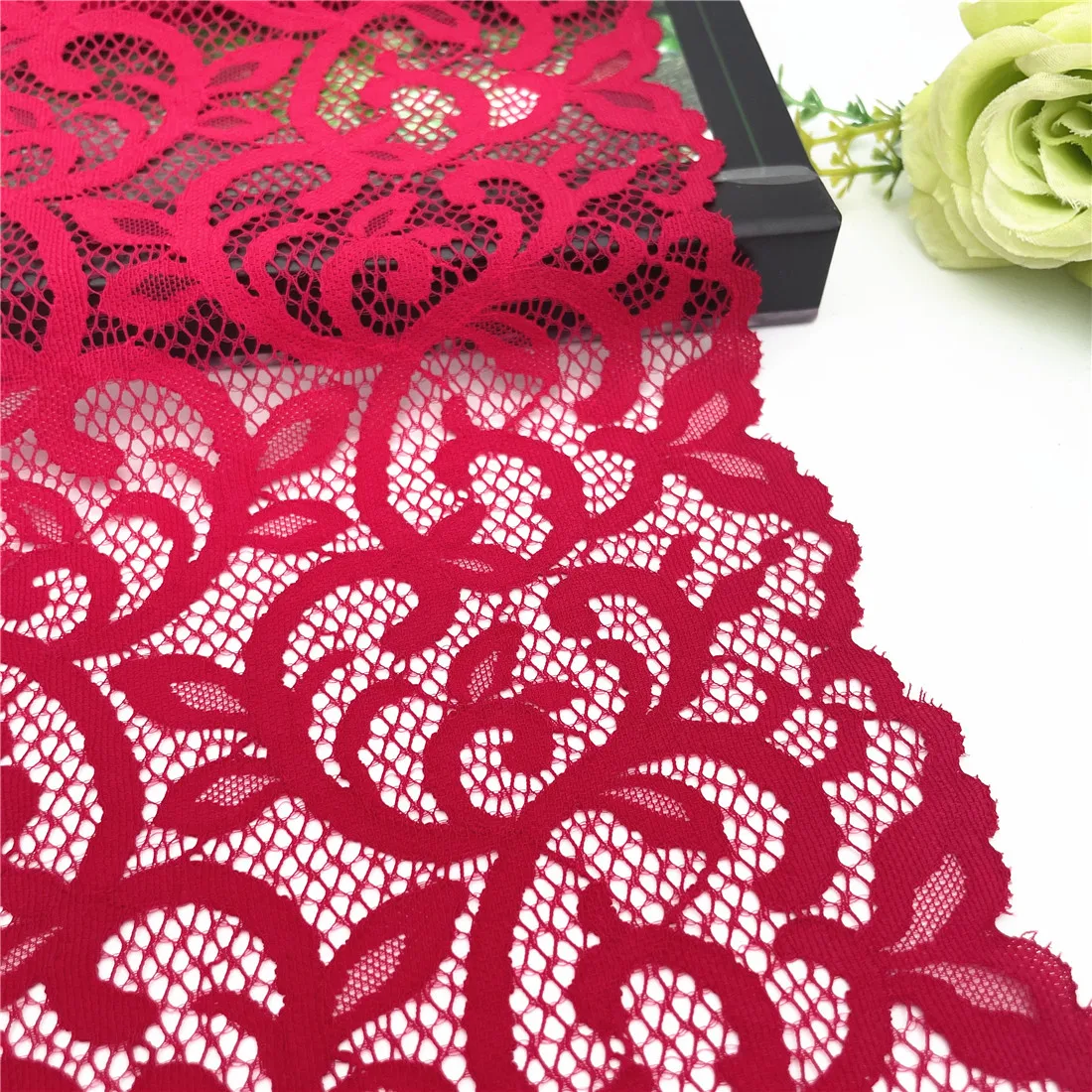 3y/lot Width 20cm Red Elastic Stretch Lace 2