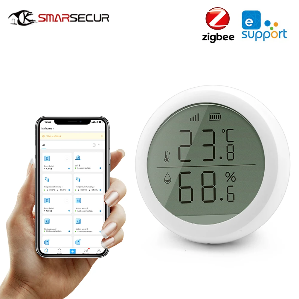 

Smart home Ewelink Zigbee Temperature Humidity Sensor High Accuracy T&H Sensor Work with Gateway Hub with display