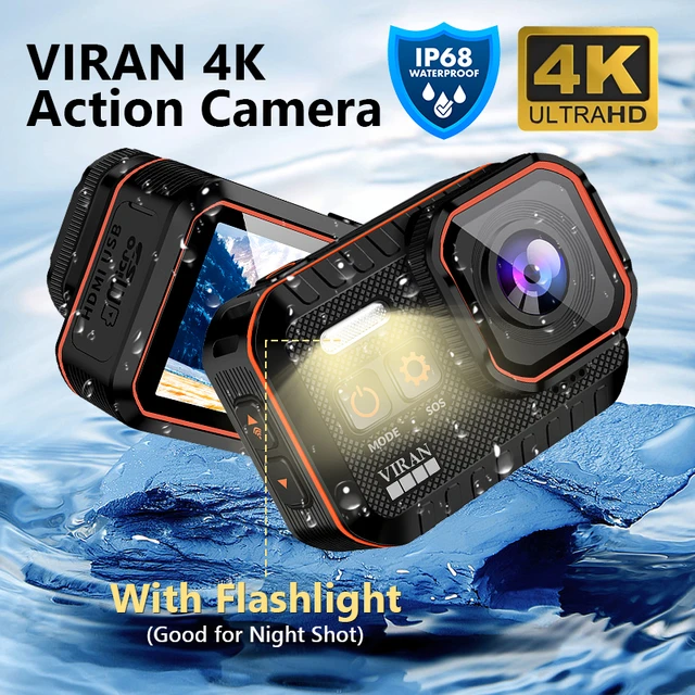 VIRAN-Caméra d'action étanche 4K, anti-secousse, vidéo, caméras de