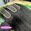 2x6 HD Lace Closure Kinky Straight Human Hair Preplucked Bleached Knots Invisible Lace Natural Color 100% Unprocessed Raw Hair 4