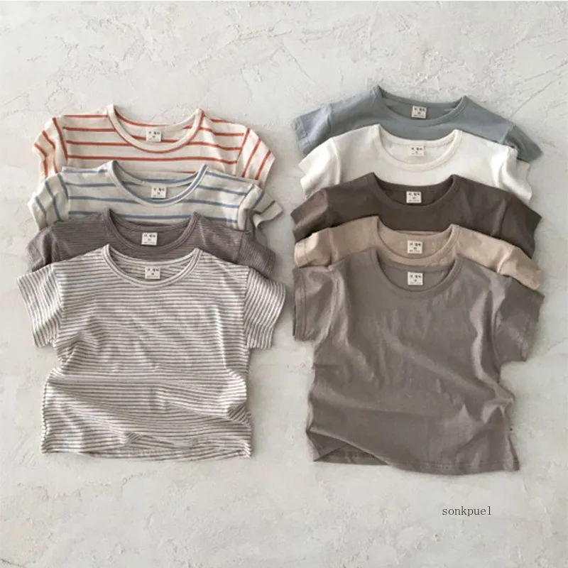 Baby Boy Stripe Shirt Summer Casual Short Bat Sleeve Kids Shirt for Boys Clothing Children Girls Sports Cotton Tops cotton t shirt