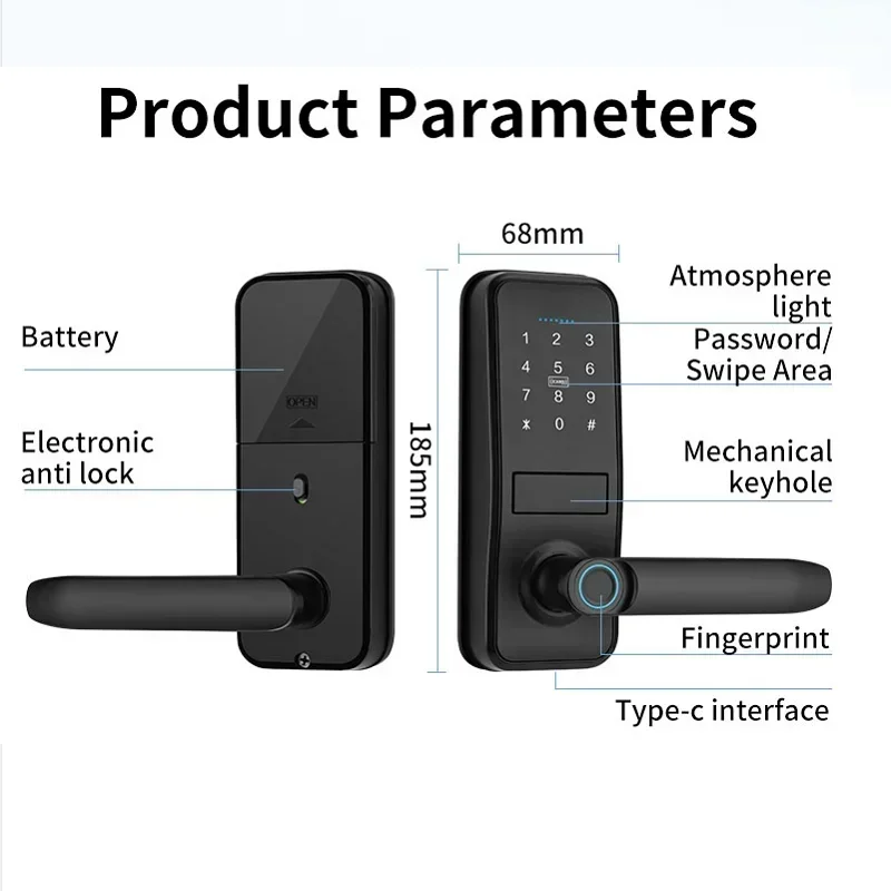 Tuya Smart Door Lock Fingerprint Password IC Card NFC APP Remote Unlock Smart lock Smart Home Fechadura Eletronica 도어락