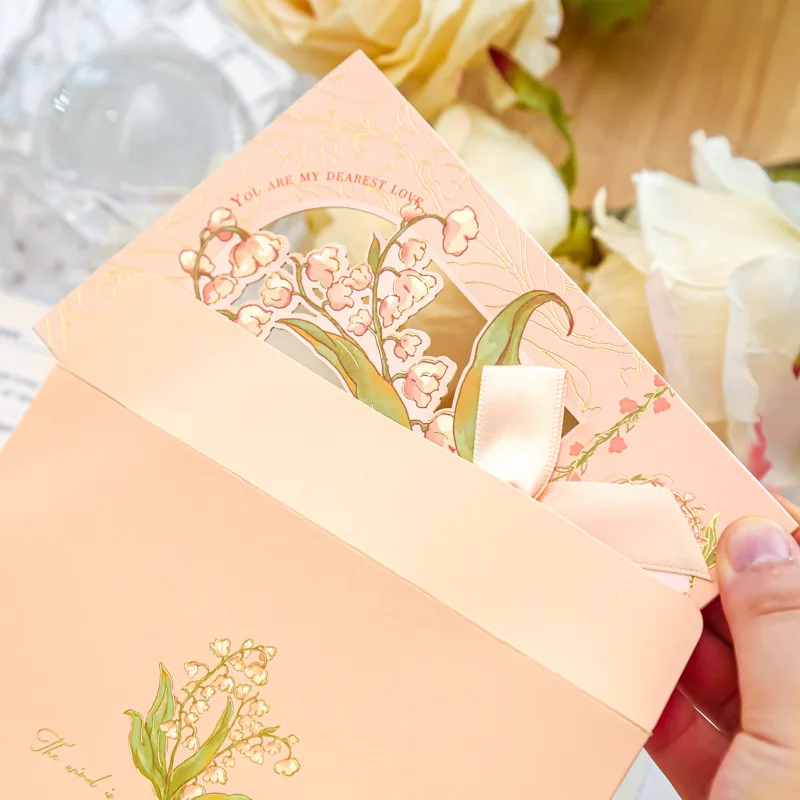 Винтажная 3D поздравительная открытка с растениями и цветами и бумажными конвертами, сделай сам, маленькая свежая романтическая праздничная открытка для учителей и друзей