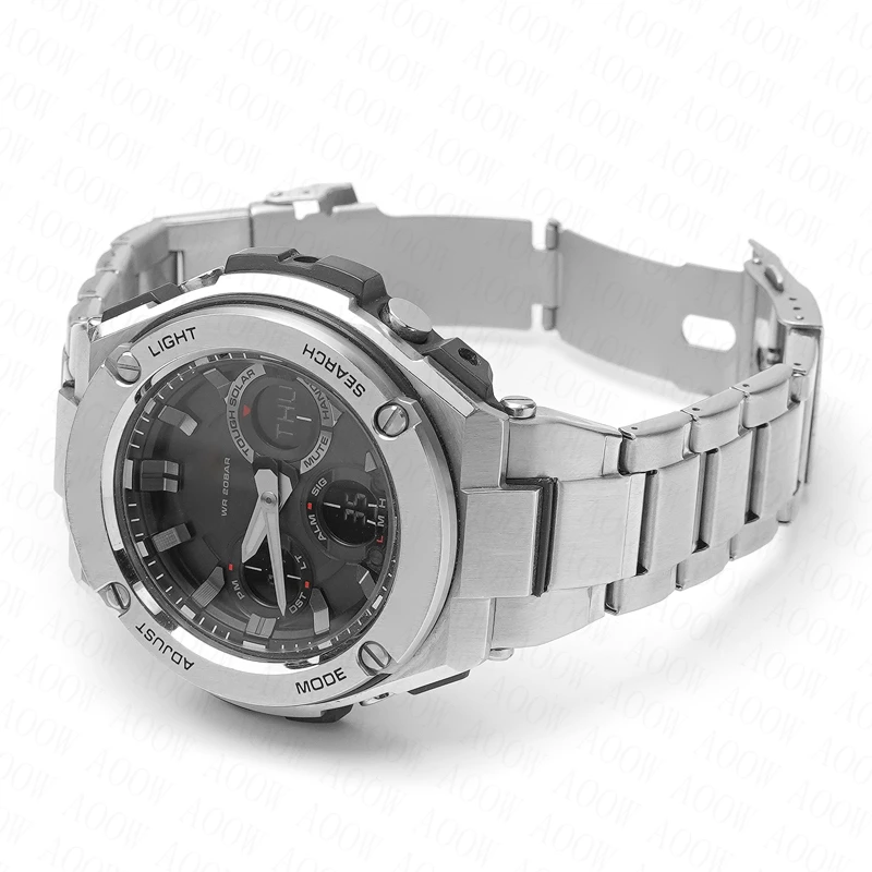 Pulseira Masculina de Pulseira de Metal Prateado e Preto Casio G-shock Gst-w300 400g B100 S310 S120 S110 W110 Aço Inoxidável - Image 3