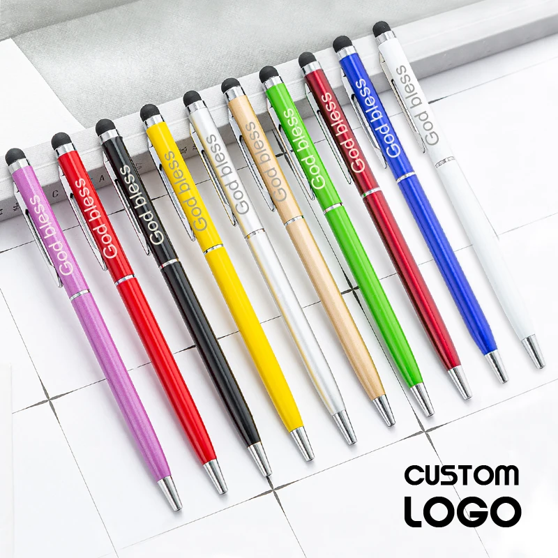 New Customized LOGO Metal Capacitive Touch Screen Ballpoint Pens Multifunctional Color Gift Pen Handmade Writing Office Supplies