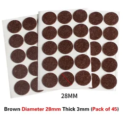 Thickened Self - Adhesive Felt Floor Protector Pads for Furniture Legs - Anti - Slip Round Covers (Brown)