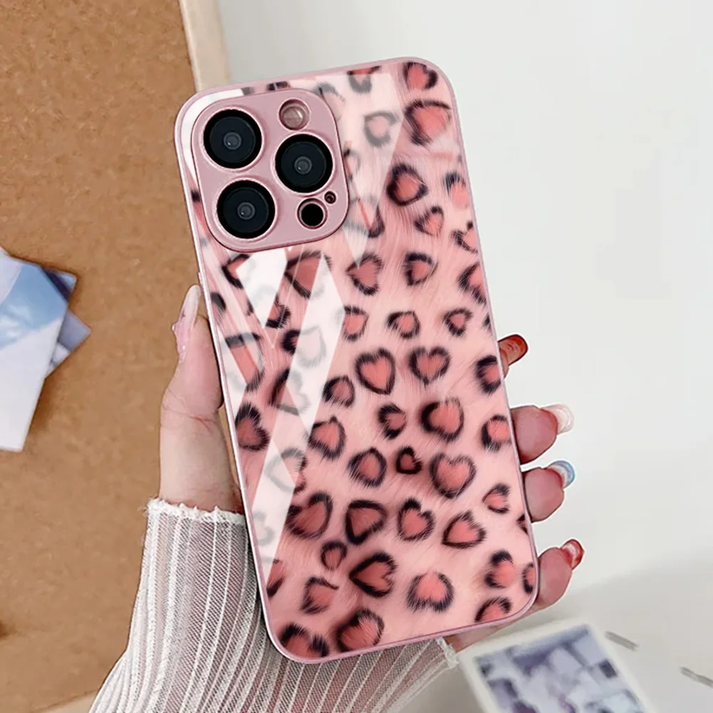 Leopard Print Tempered Glass Phone Case
