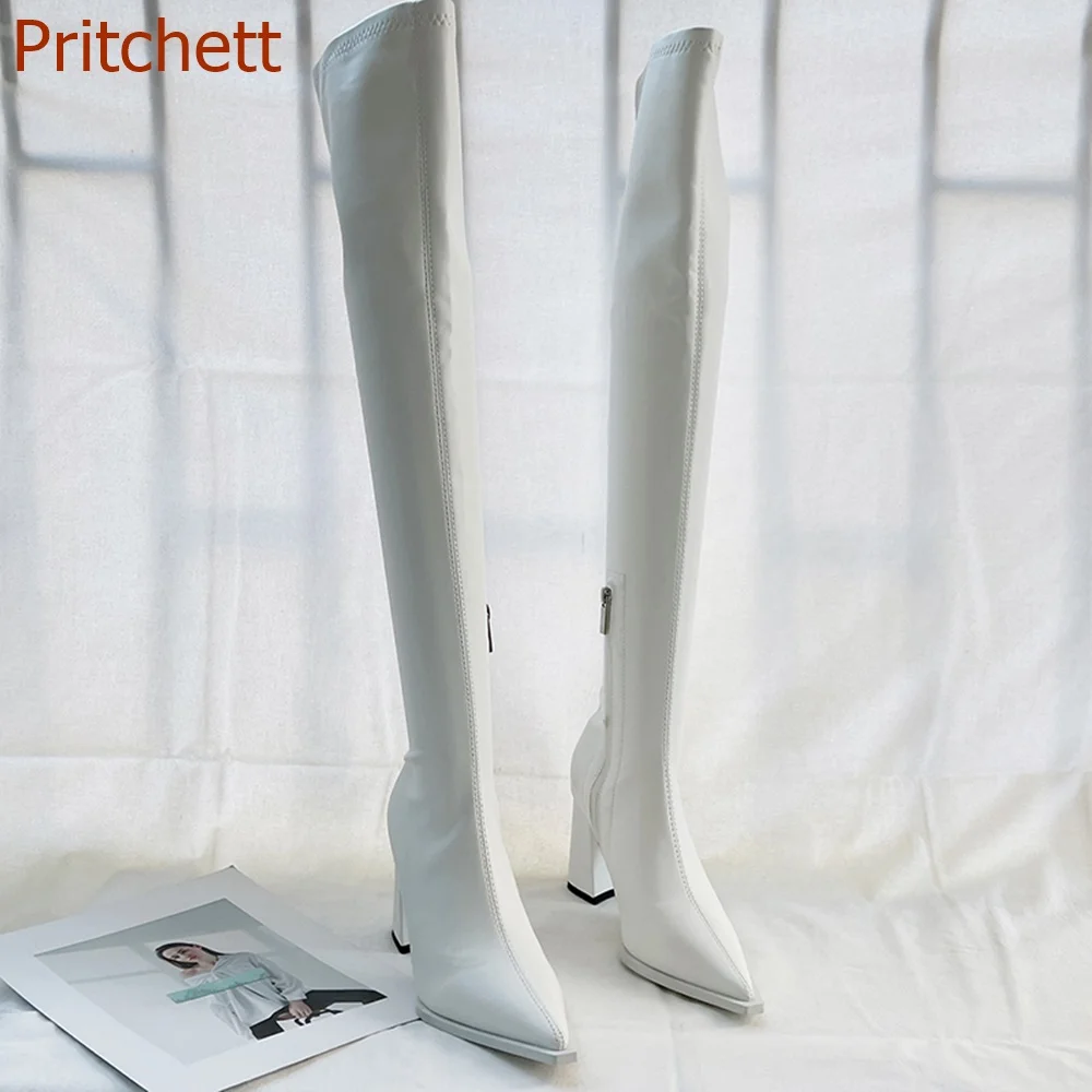 Super Long Pointed Toe Women Boots Over The Knee 2023 Autumn Winter High Boots Thick Heel High Heel Knight Fashion Casual Boots