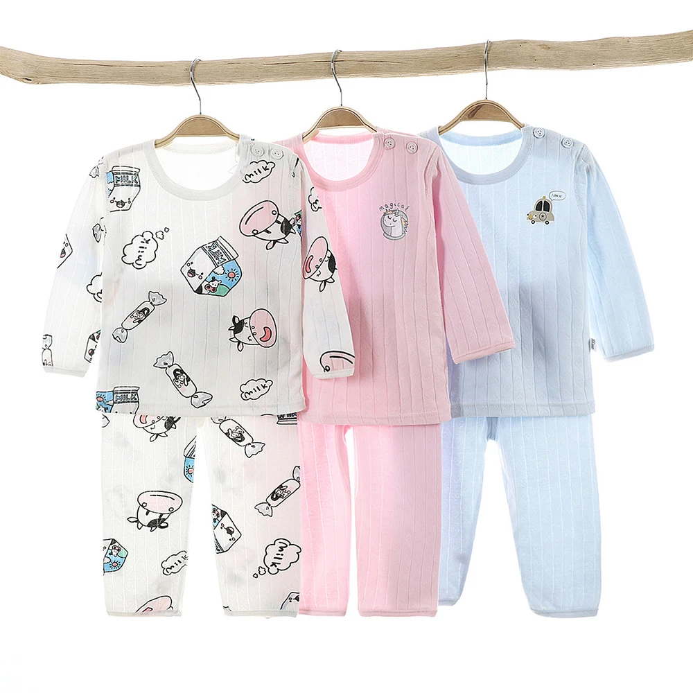 

Children's Home Clothing Set s Spring Autumn Cotton Boneles Air-conditioning Clothing Boys Girls Summer Pajamas 1-3 Years