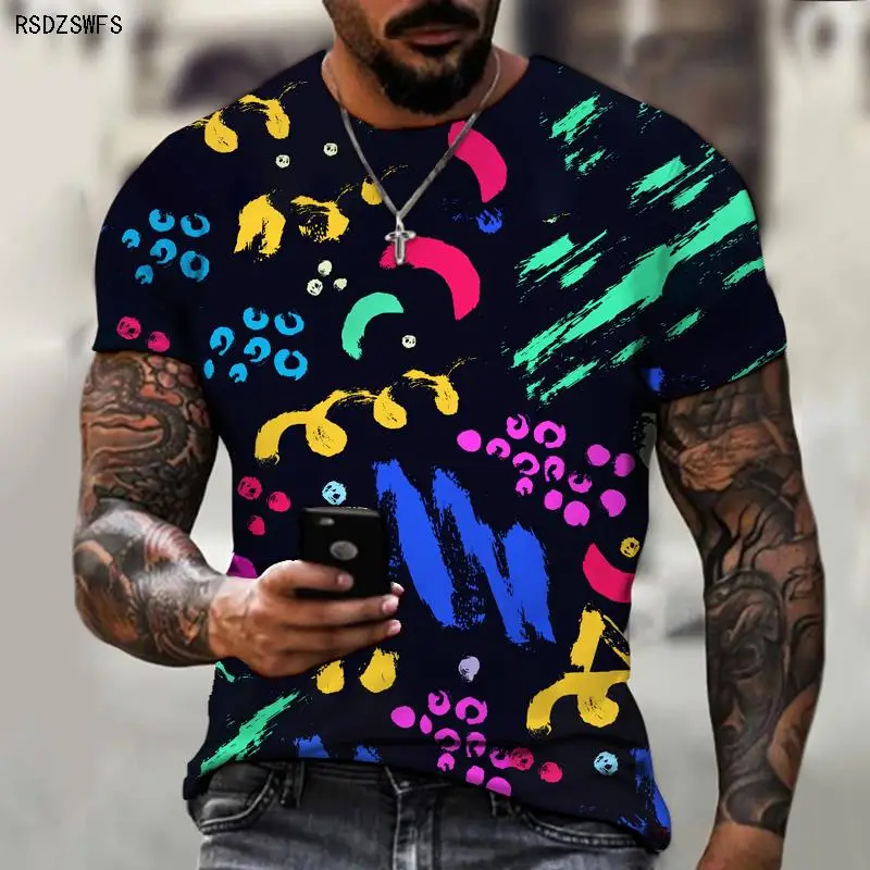 

2023 New Casual Fashion Summer Doodle 3d Printed T-shirt for Men and Women Casual Retro European American Style Streetwear Tops