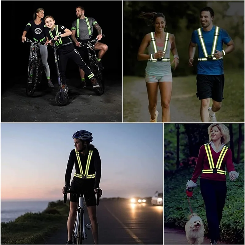 Reflective Safety Vest Adjustable Elastic Hi Vis Reflective Strips for Traffic Control Running Cycling