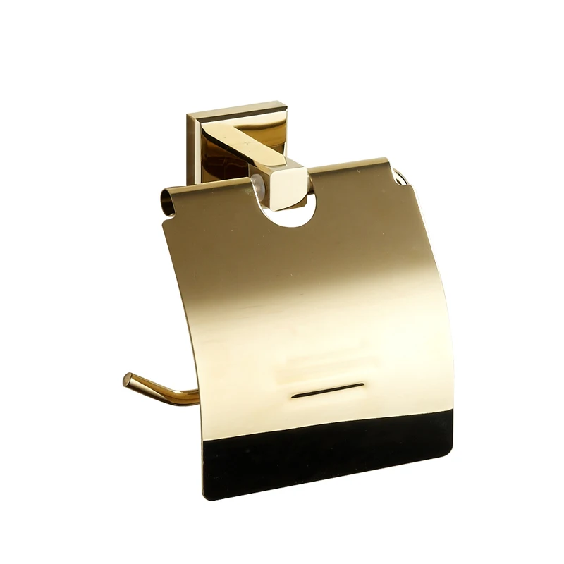 

Gold copper tissue holder retro solid brass polished roll box installation bathroom accessories