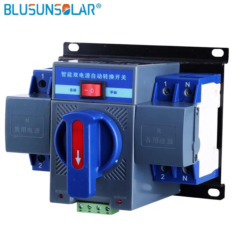 Mini Trilho Din 2p 3p 4p Ats Dupla Potência Interruptor de Transferência Automática Energia Ininterrupta Interruptor de Transferência Solar Disjuntores ca