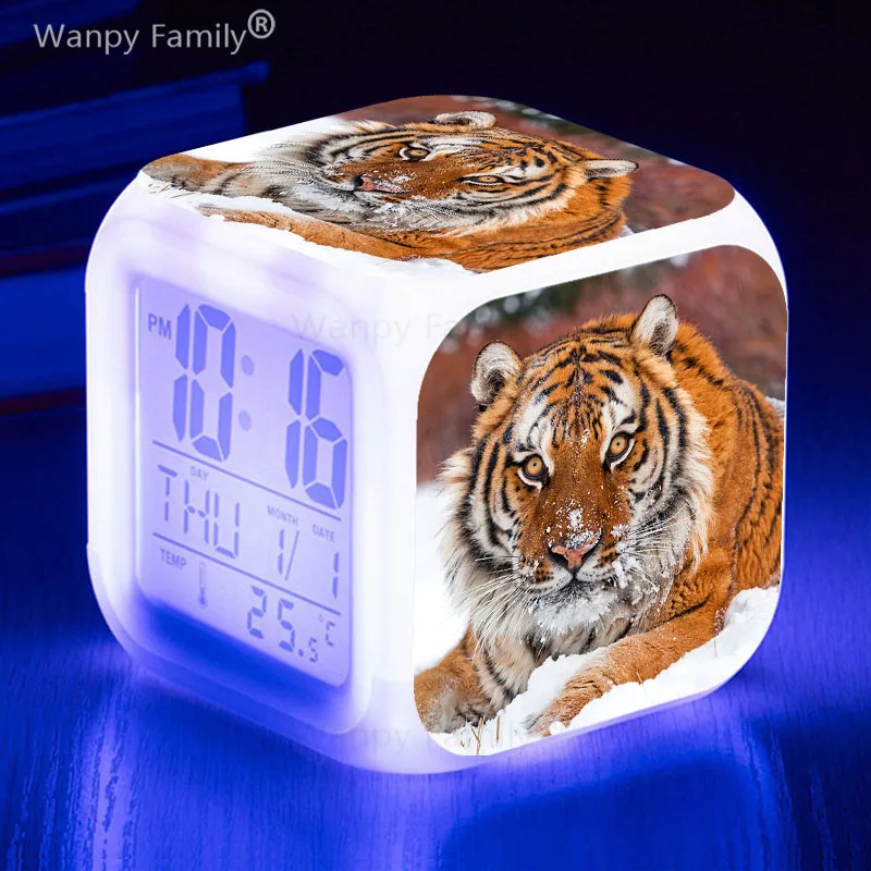 Children's Birthday Gifts Tiger Alarm Clock Kids Room Luminous Color