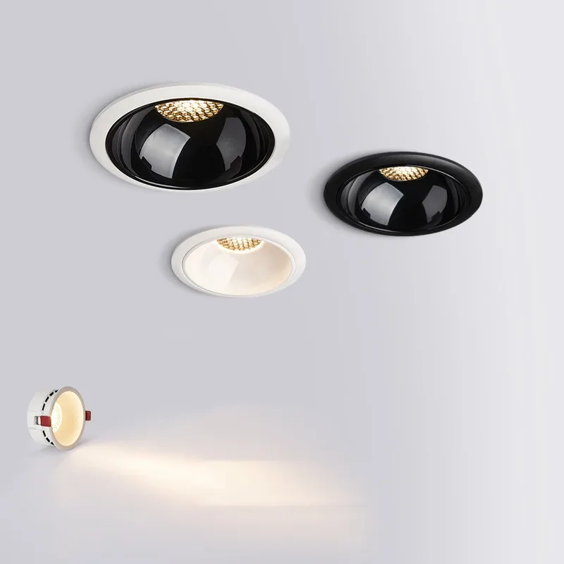눈부심 방지 매입형 천장 통 램프 7W 9W 12W 18W 20W 벌집 COB LED 스포트 라이트 천장 조명기구 조명 85-265V