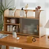 Living Room Bamboo Tea Cabinet Multi-functional Storage Changhong Glass Shelves Adjustable Kitchen Organizer Home Storage Unit 4