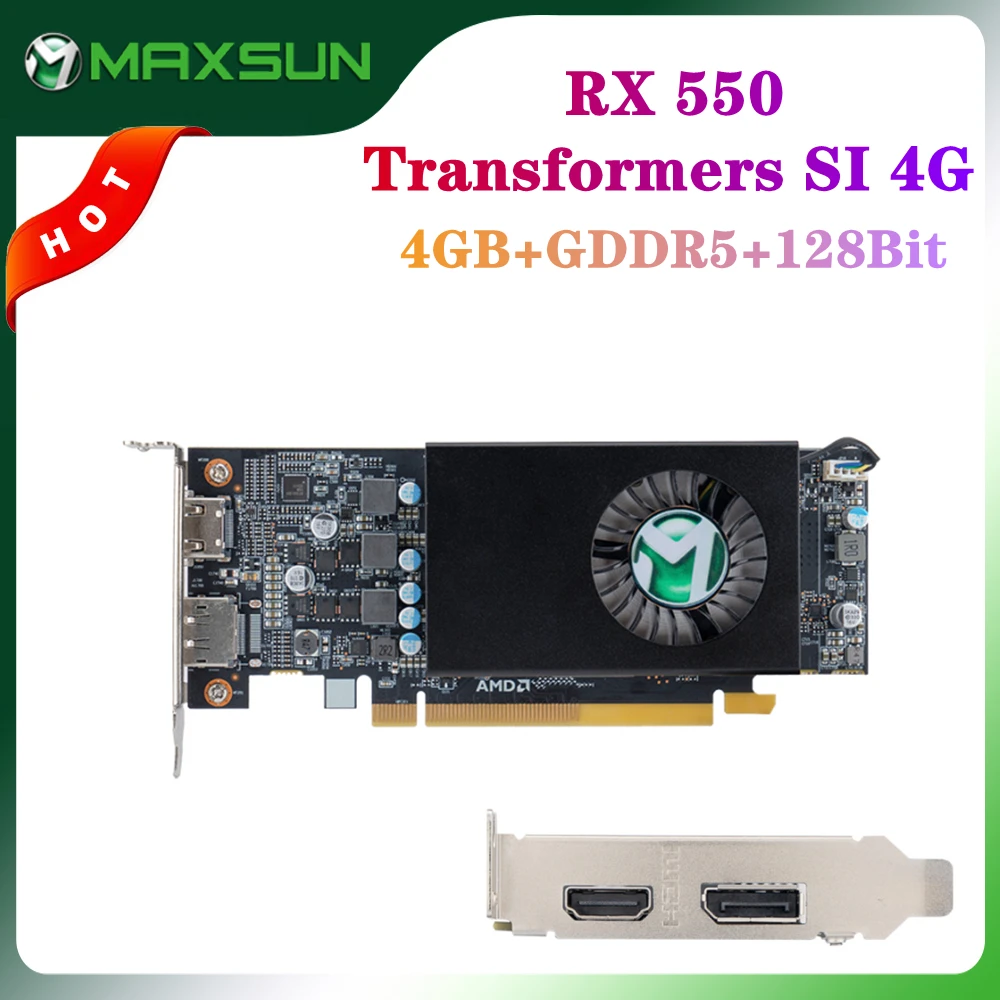 MAXSUN Full New AMD GPU Radeon RX 550 Transformers 4G GDDR5 14nm Computer PC Gaming Video DP+DVI 128Bit Graphics Card graphics cards computer Graphics Cards