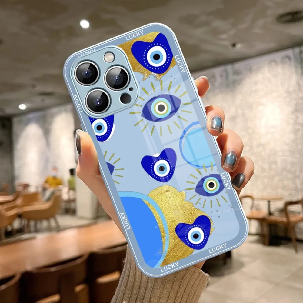 Lucky Eye Blue Evil Eye Print Phone Case Red Blue Glass Per Iphone 15 13 14 12 11 Pro Max Plus Mini X Xr 8 7 6S Se2020 Cover