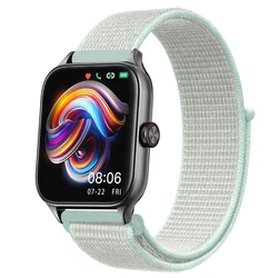 Sport Nylon Loop Bracelet Strap, 22mm or 20mm, Compatible with Popular Smartwatches - 22mm (30 light cyan)
