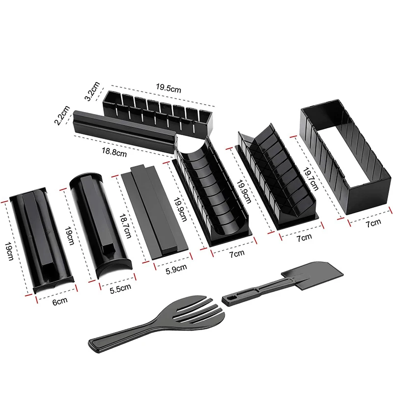 Sushi Maker sushi mold sushi rolling tool sushi tools LMETJMA 10 Pcs Sushi Maker Kit DIY Sushi Mold Press with Rice Roll Mold Maker Rice Roll KC0473
