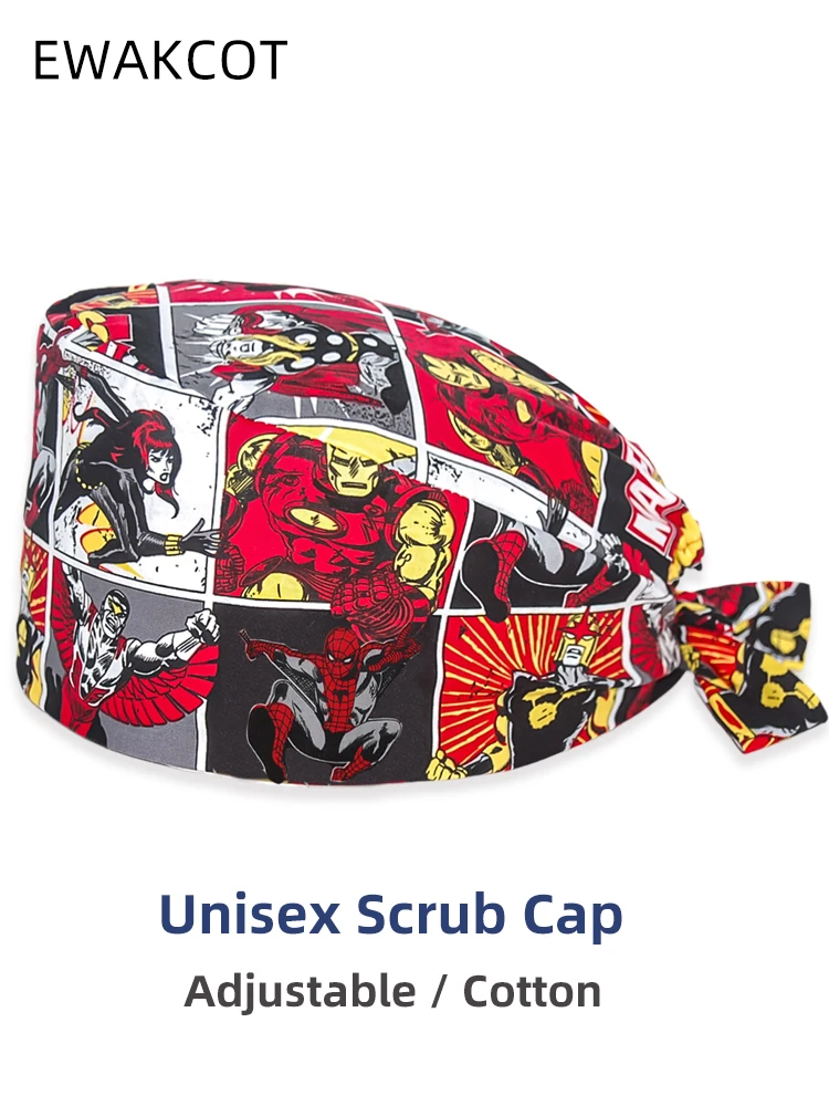 جديد الكرتون الجراحية فرك قبعة القطن ممرضة التمريض قبعة النساء الرجال الأسنان سبا الحيوانات الأليفة متجر مستشفى الجراح قبعات غرفة العمليات قبعات