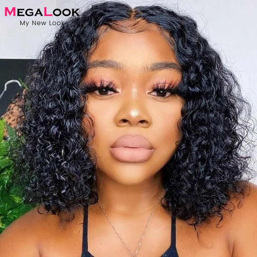 Megalook Transparent Lace Wig Pre Plucked HD Lace Wigs For Women T Part Remy Brazilian Water Wave Human Hair Wig T Lace Wigs