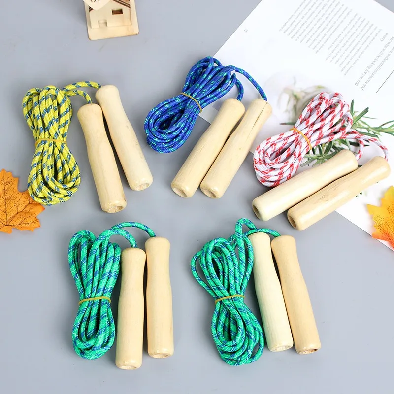 Wooden Handle Skipping Rope for Students Fitness Training Sport Game jump rope 5 Pcs