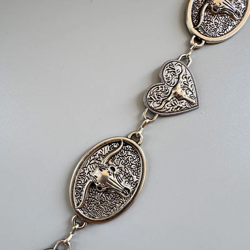 Western Cowboy Pferde-Bullen-Taillenkette, Vintage Boho Kettengürtel, Verstellbarer Körperschmuck, Kleidergürtel für Frauen, Alltagsgebrauch – Detail 4
